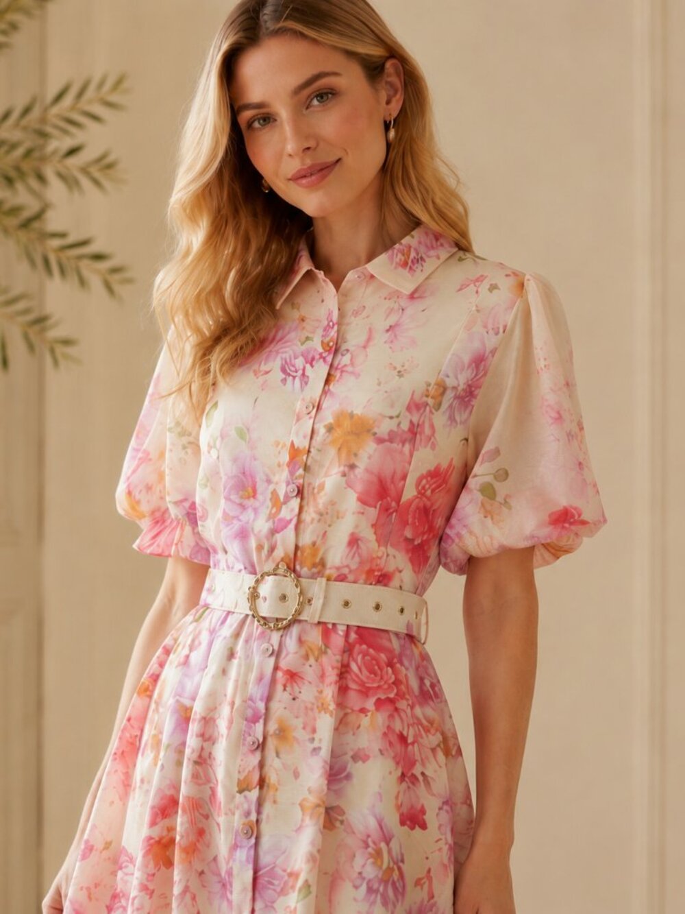 Pink Floral Mini Dress - Picture 3 of 5